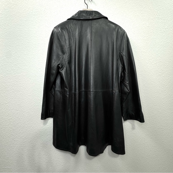 VINTAGE EVAN DAVIES GENUINE LEATHER COAT Size 12 | 100% Lambskin - Picture 9 of 14